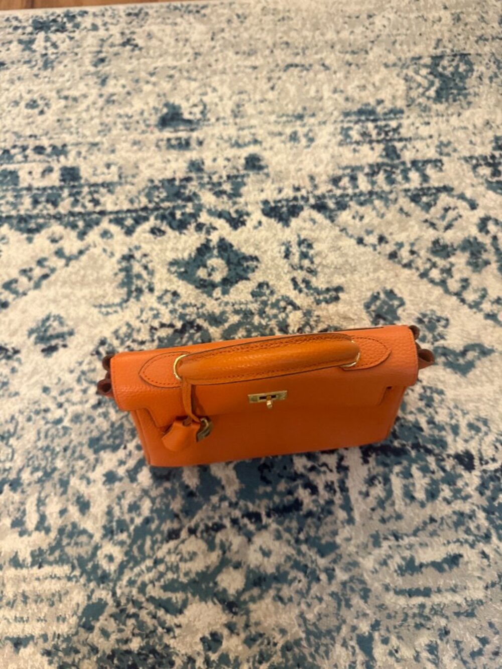 Ainifeel Orange Leather Satchel Box Bag - Picture 4 of 12